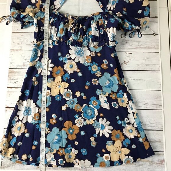 For Love & Lemons Magnolia Navy Floral Mini Dress Size X-Small - Picture 11 of 11